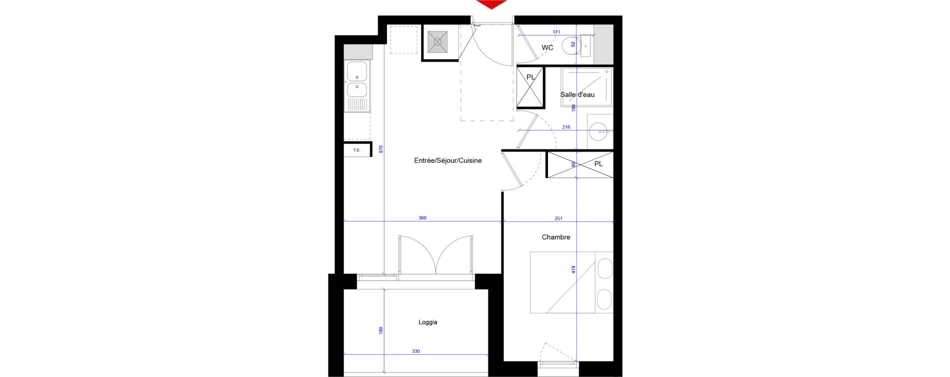 Appartement T2 de 38,14 m2 &agrave; Ar&egrave;s Centre
