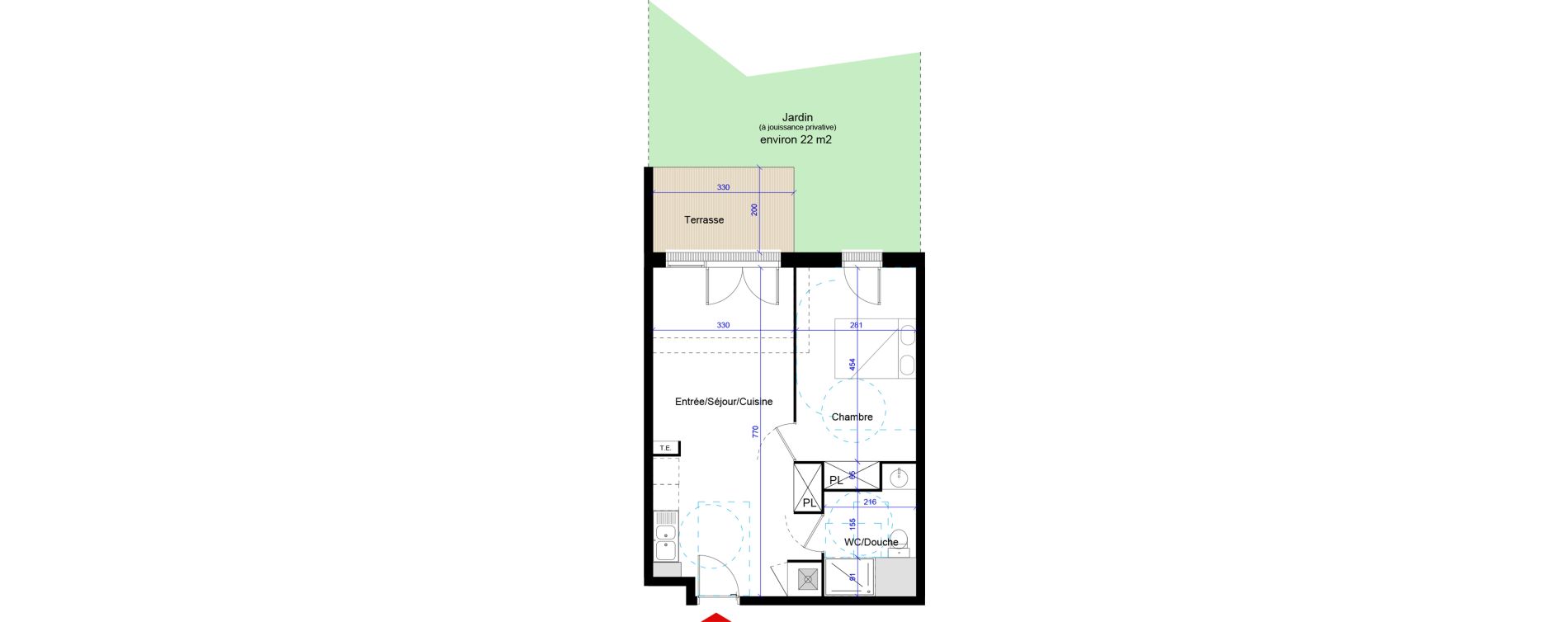 Appartement T2 de 45,01 m2 &agrave; Ar&egrave;s Centre