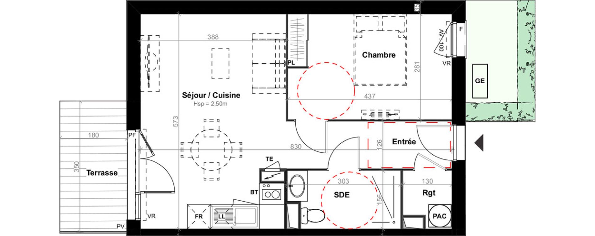 Appartement T2 de 45,98 m2 &agrave; Artigues-Pr&egrave;s-Bordeaux Centre