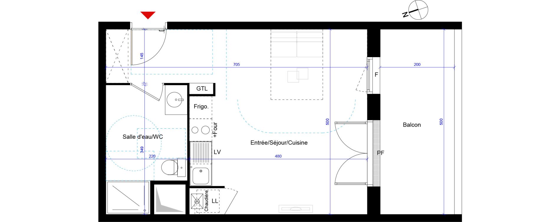 Appartement T1 de 33,74 m2 &agrave; Artigues-Pr&egrave;s-Bordeaux Centre