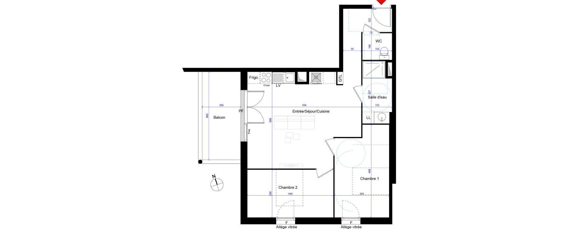 Appartement T3 de 63,01 m2 &agrave; Artigues-Pr&egrave;s-Bordeaux Centre