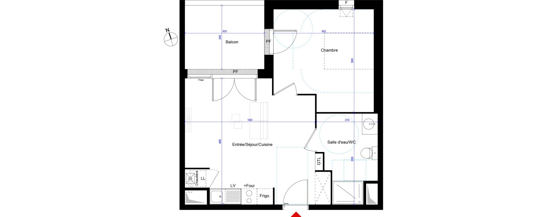Appartement T2 de 43,99 m2 &agrave; Artigues-Pr&egrave;s-Bordeaux Centre