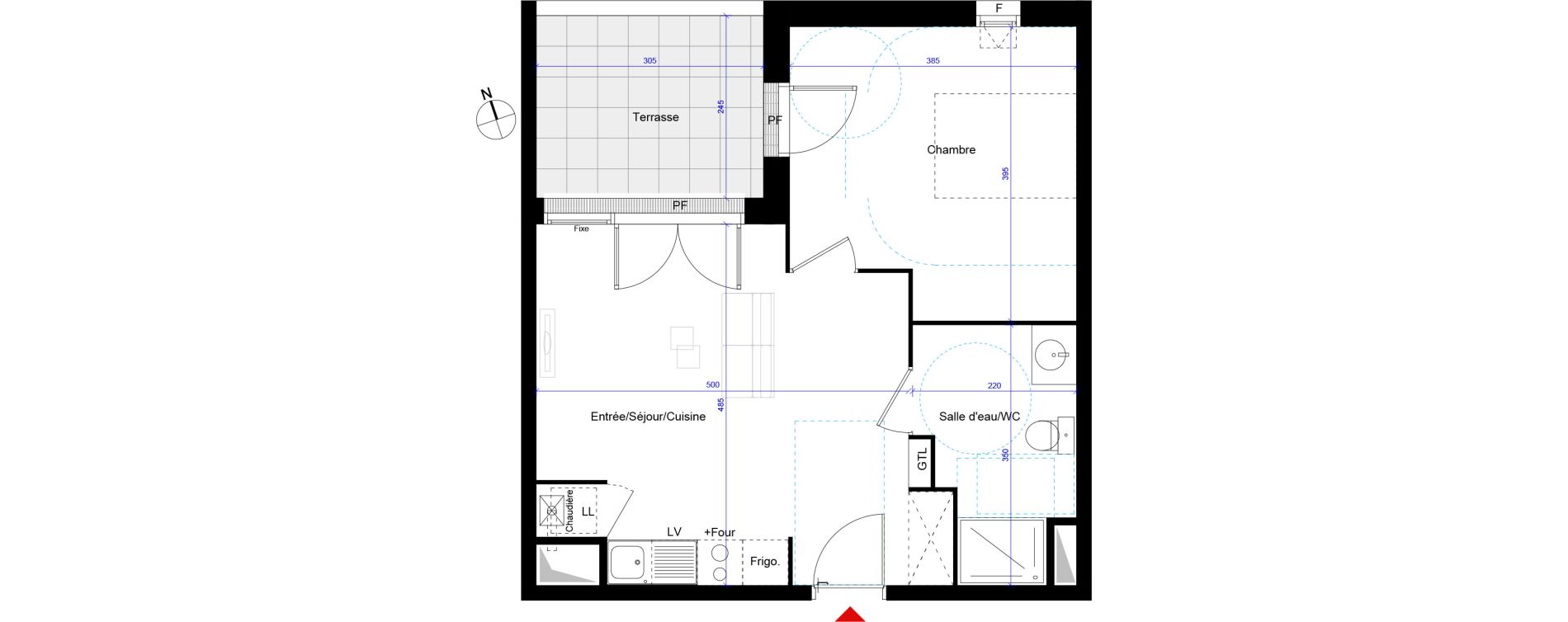 Appartement T2 de 43,60 m2 &agrave; Artigues-Pr&egrave;s-Bordeaux Centre