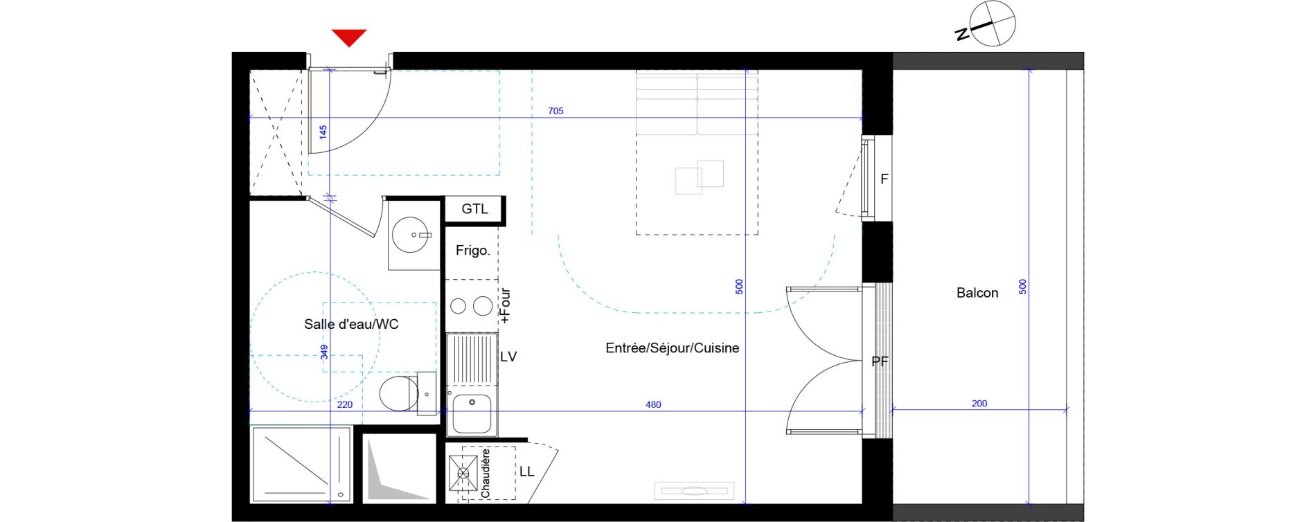 Appartement T1 de 33,74 m2 &agrave; Artigues-Pr&egrave;s-Bordeaux Centre