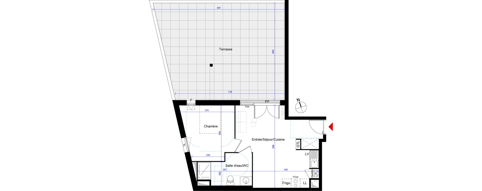 Appartement T2 de 44,44 m2 &agrave; Artigues-Pr&egrave;s-Bordeaux Centre