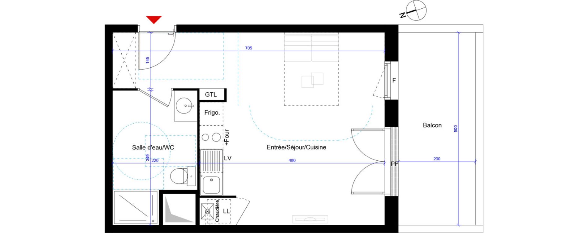 Appartement T1 de 33,74 m2 &agrave; Artigues-Pr&egrave;s-Bordeaux Centre