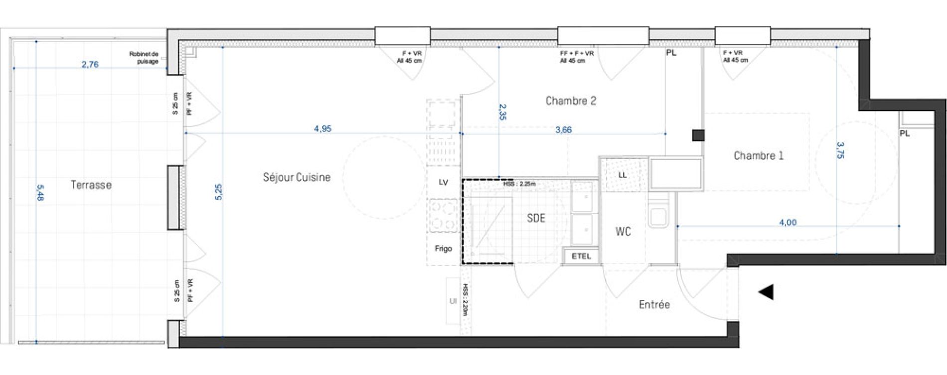 Appartement T3 de 62,00 m2 &agrave; Artigues-Pr&egrave;s-Bordeaux Centre