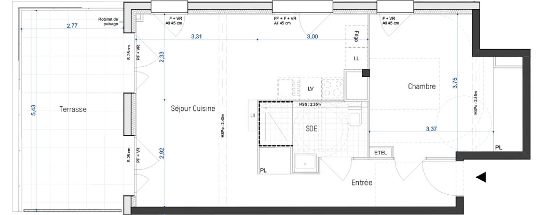 Appartement T2 de 49,20 m2 &agrave; Artigues-Pr&egrave;s-Bordeaux Centre