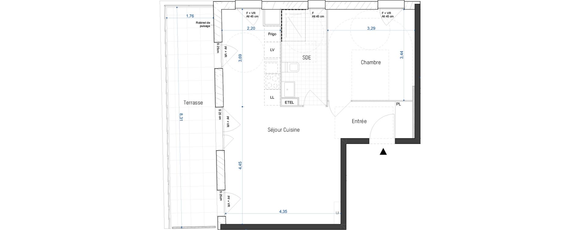 Appartement T2 de 48,40 m2 &agrave; Artigues-Pr&egrave;s-Bordeaux Centre