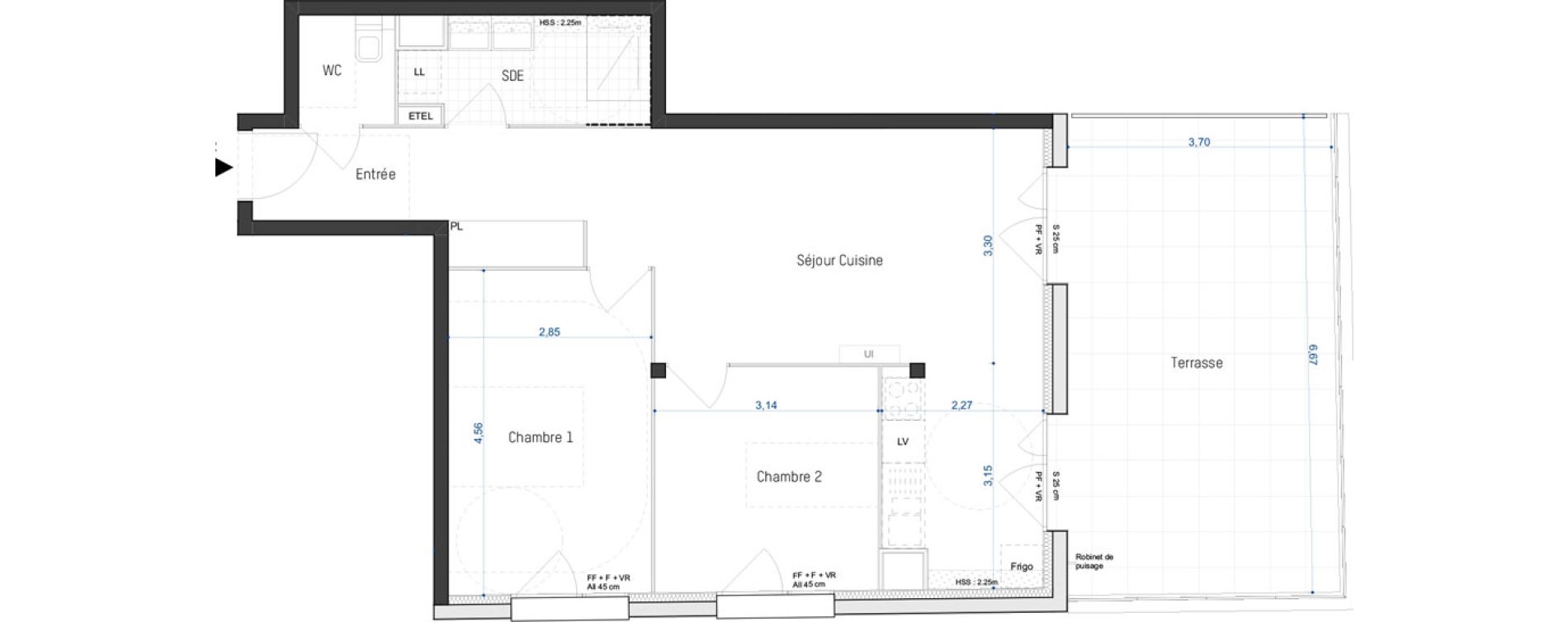 Appartement T3 de 63,80 m2 &agrave; Artigues-Pr&egrave;s-Bordeaux Centre