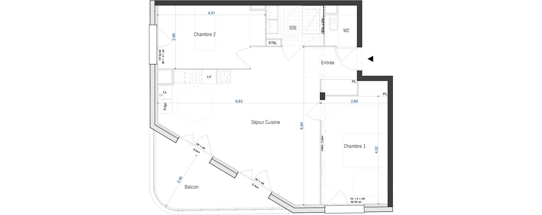 Appartement T3 de 65,00 m2 &agrave; Artigues-Pr&egrave;s-Bordeaux Centre