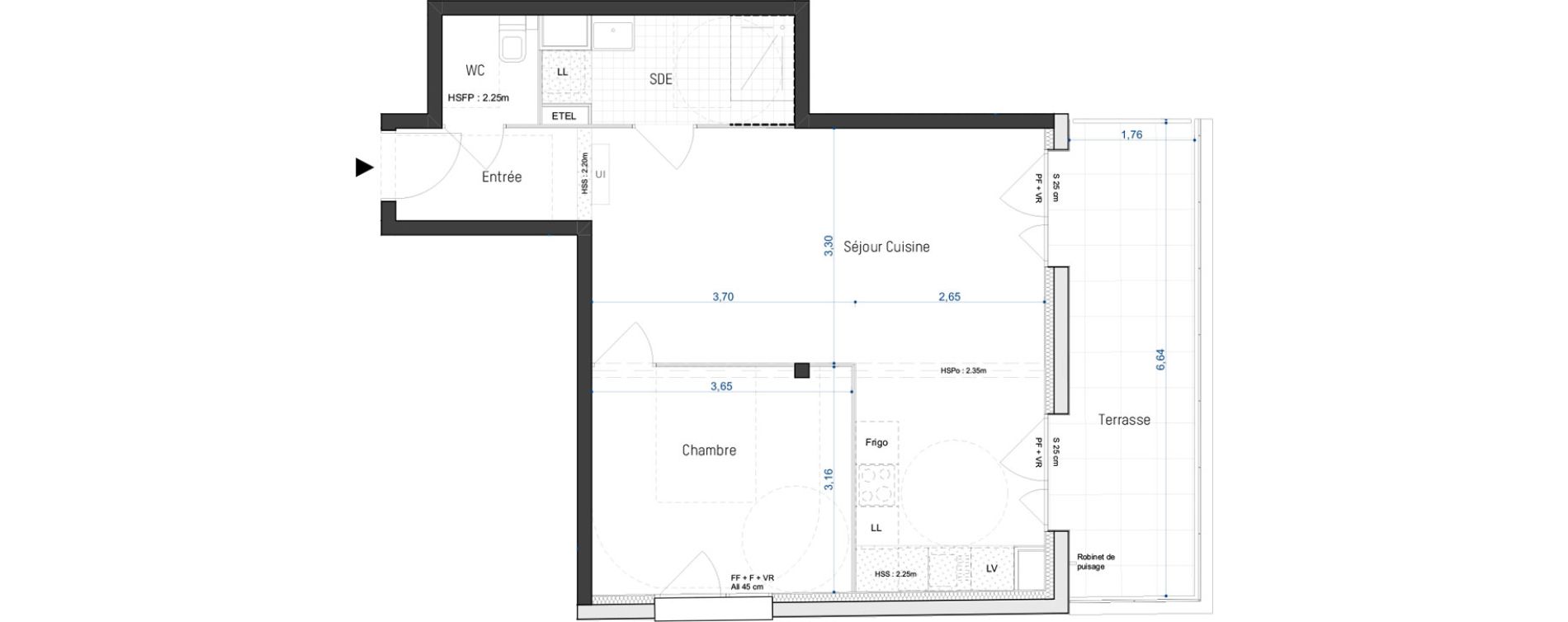 Appartement T2 de 51,40 m2 &agrave; Artigues-Pr&egrave;s-Bordeaux Centre