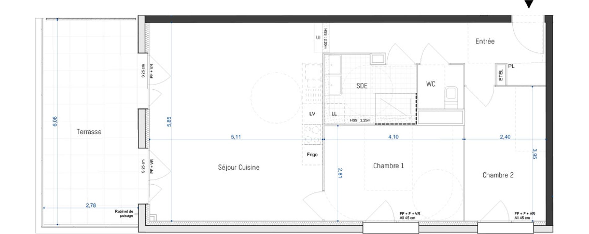 Appartement T3 de 66,30 m2 &agrave; Artigues-Pr&egrave;s-Bordeaux Centre