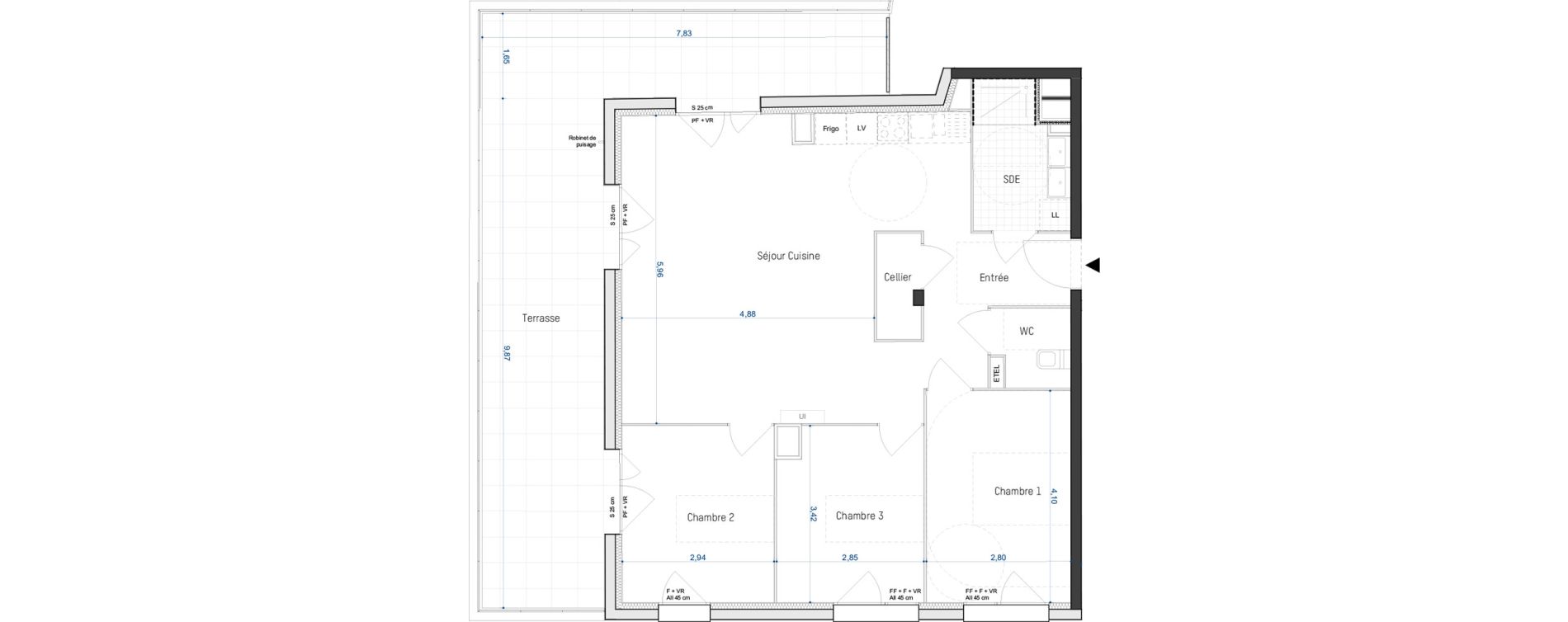 Appartement T4 de 80,60 m2 &agrave; Artigues-Pr&egrave;s-Bordeaux Centre