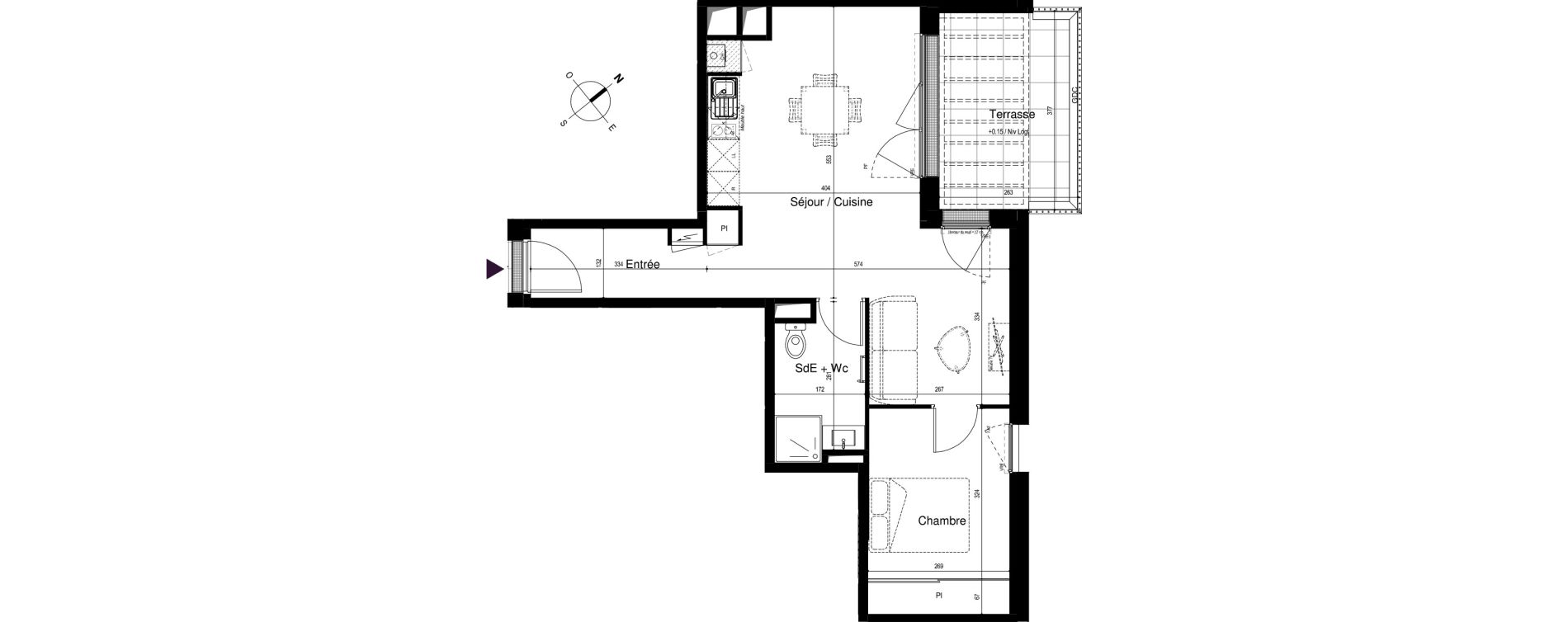 Appartement T2 de 48,42 m2 &agrave; Artigues-Pr&egrave;s-Bordeaux Centre