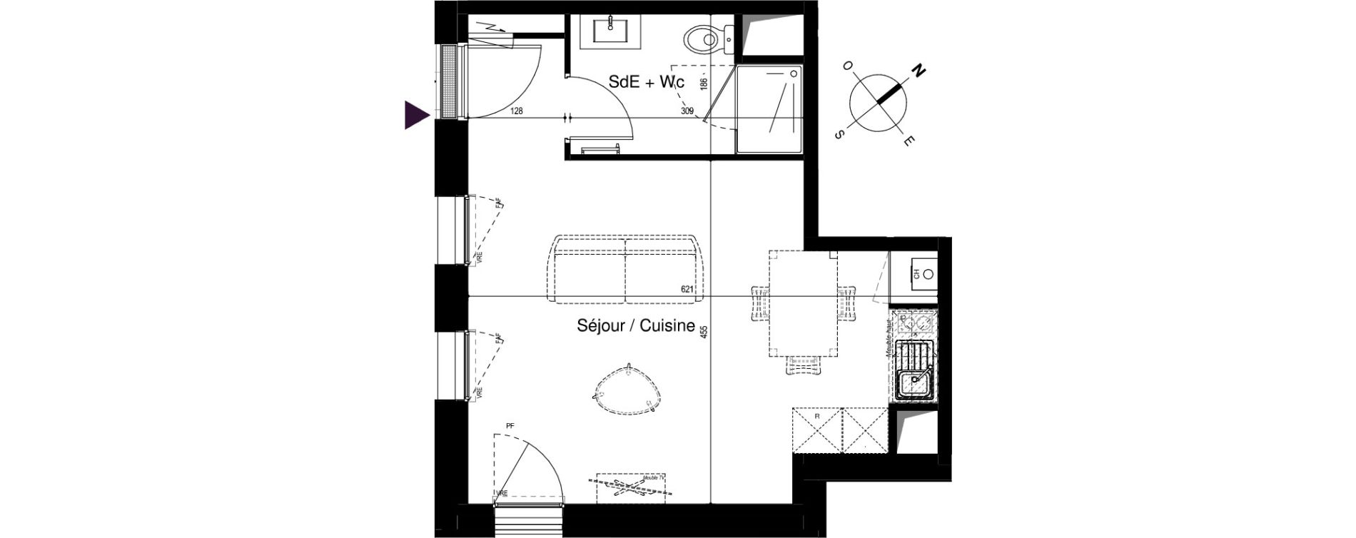 Appartement T1 de 31,59 m2 &agrave; Artigues-Pr&egrave;s-Bordeaux Centre