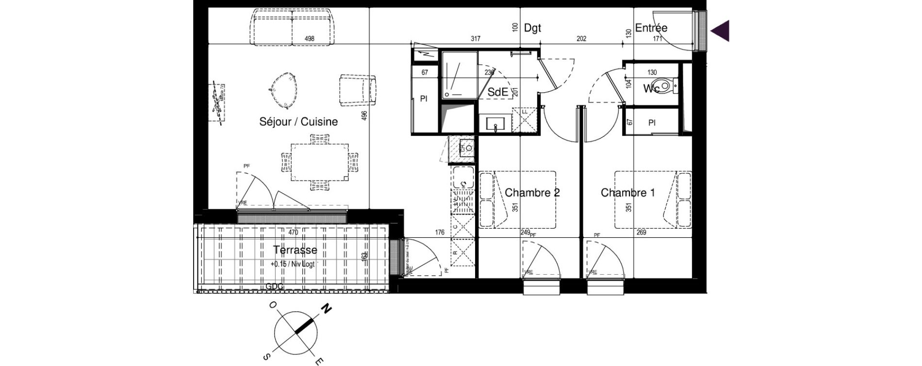 Appartement T3 de 67,59 m2 &agrave; Artigues-Pr&egrave;s-Bordeaux Centre