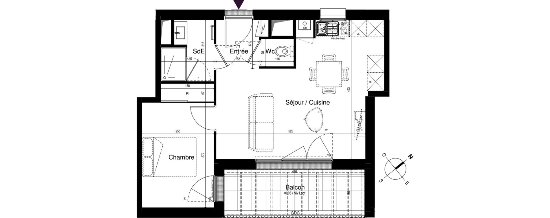 Appartement T2 de 40,92 m2 &agrave; Artigues-Pr&egrave;s-Bordeaux Centre