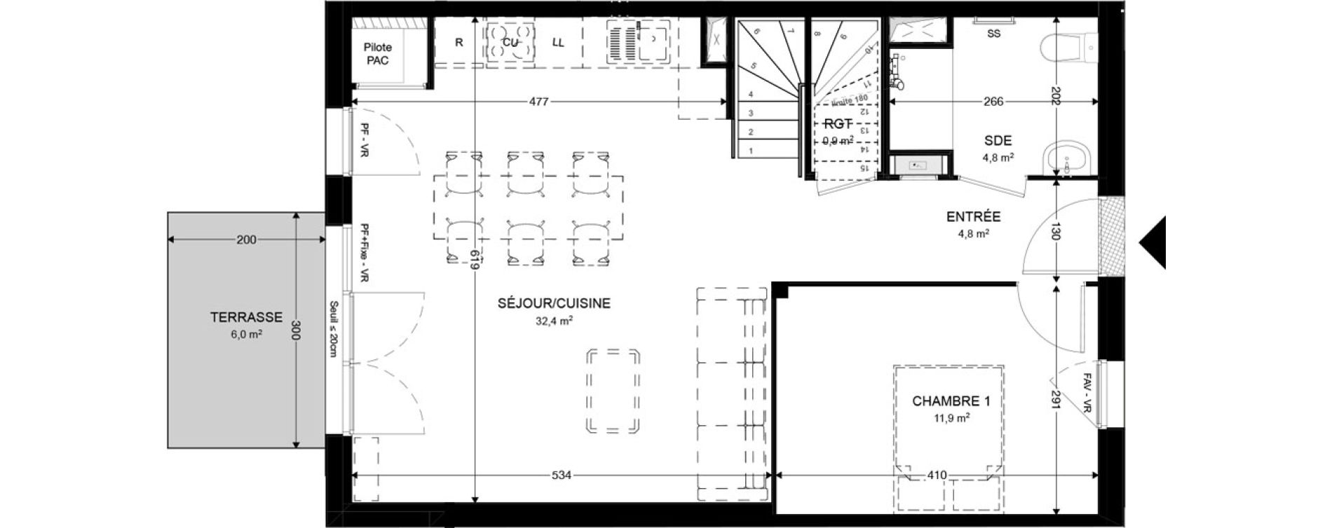 Maison T4 de 86,80 m2 &agrave; Audenge Centre