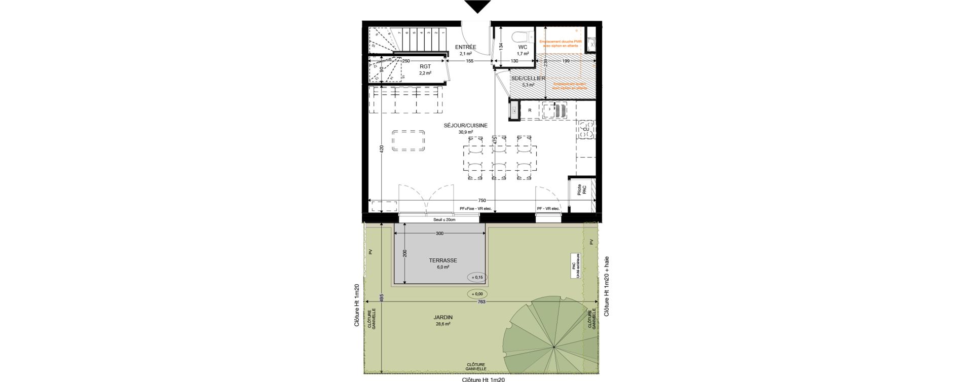 Duplex T4 de 88,80 m2 &agrave; Audenge Centre