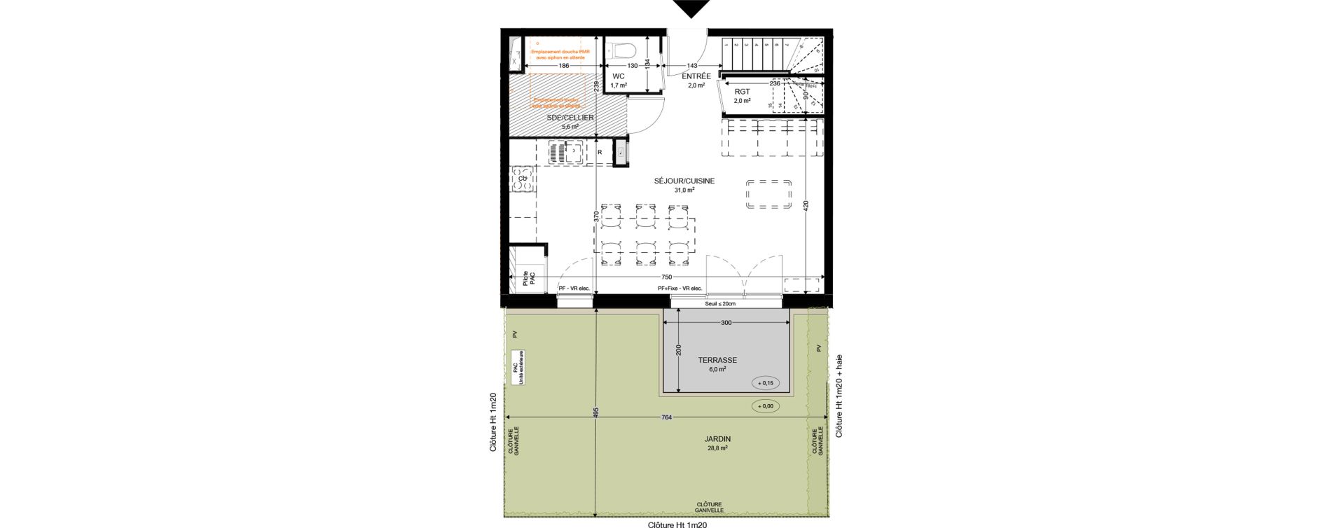Duplex T4 de 89,00 m2 &agrave; Audenge Centre