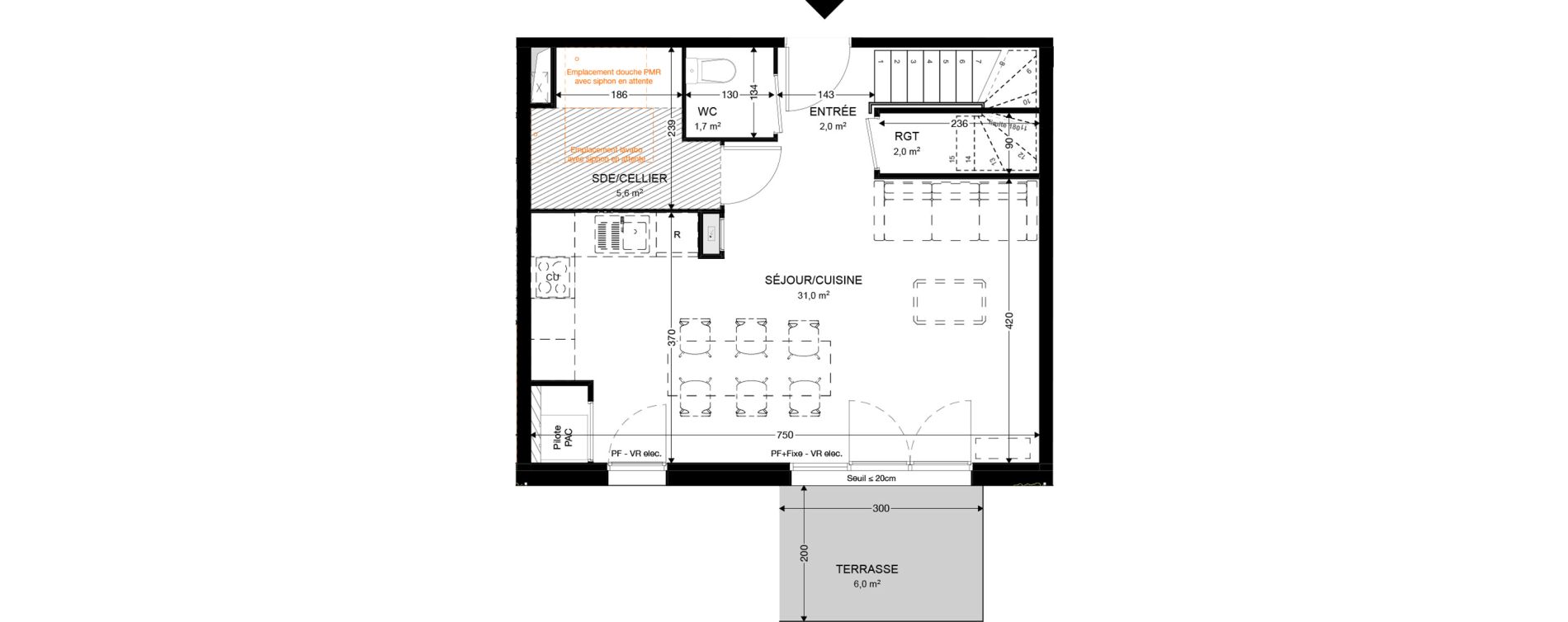 Duplex T4 de 89,00 m2 &agrave; Audenge Centre