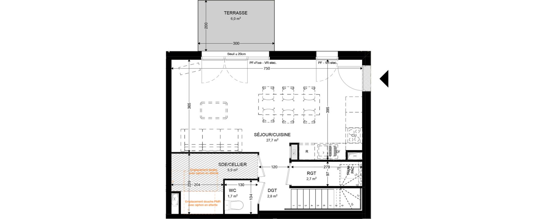 Duplex T4 de 86,50 m2 &agrave; Audenge Centre