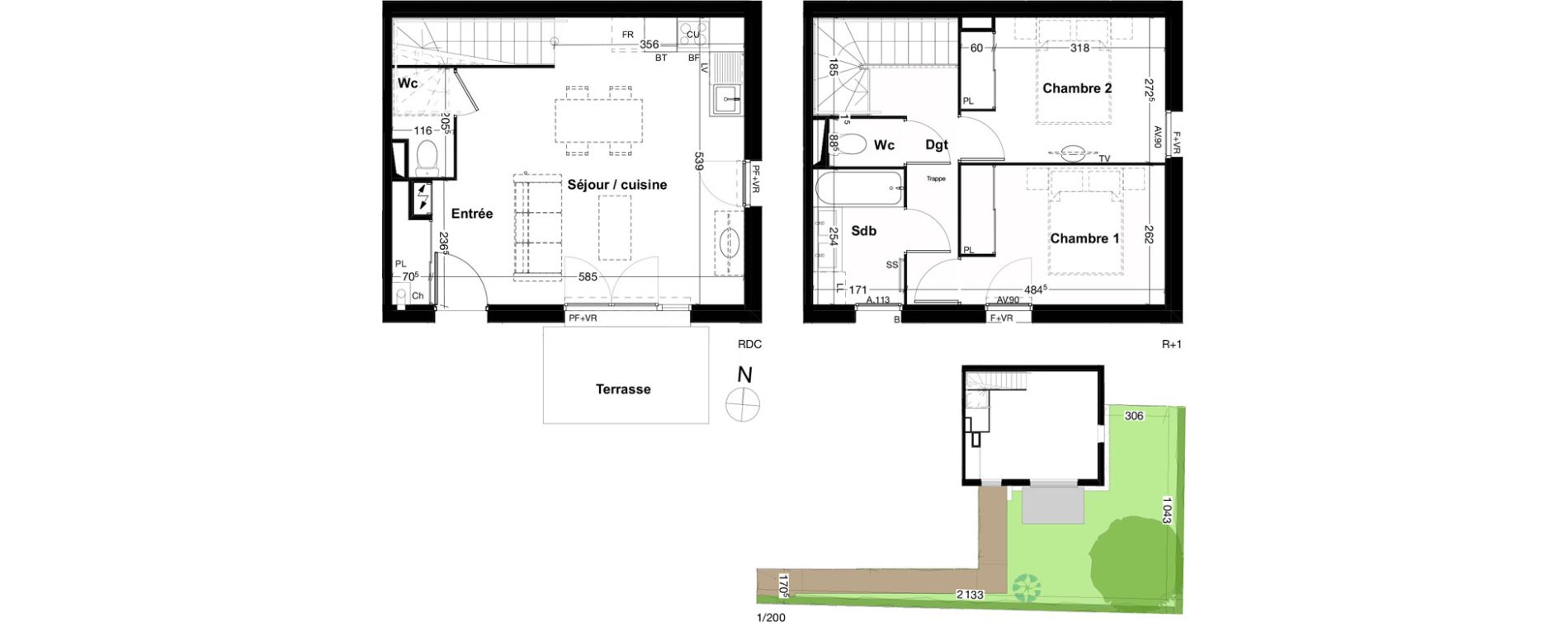 Duplex T3 de 62,70 m2 &agrave; Audenge Centre