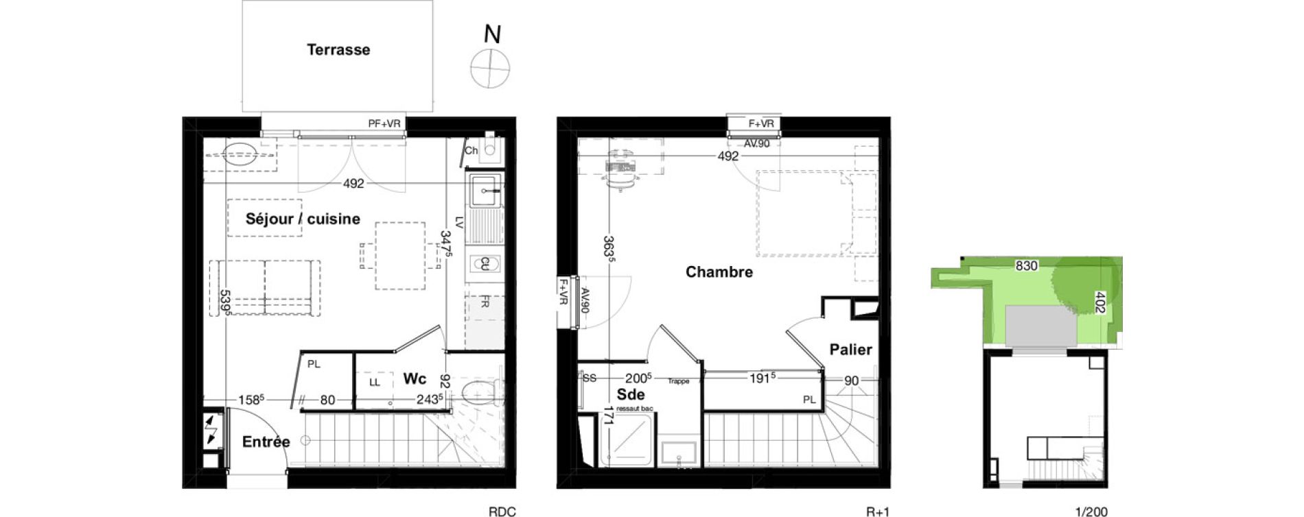 Duplex T2 de 46,00 m2 &agrave; Audenge Centre