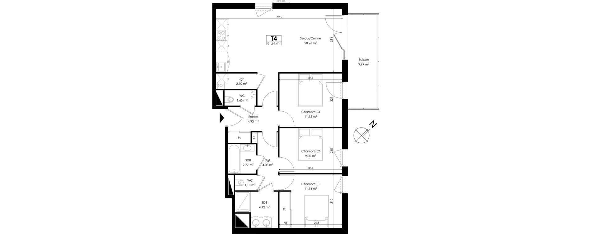 Appartement T4 de 81,62 m2 &agrave; Audenge Centre
