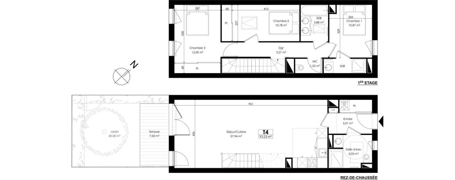Duplex T4 de 93,23 m2 &agrave; Audenge Centre