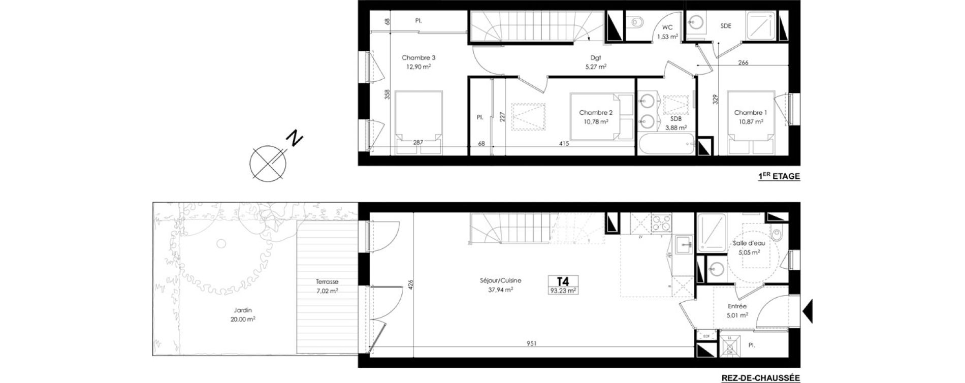 Duplex T4 de 93,23 m2 &agrave; Audenge Centre