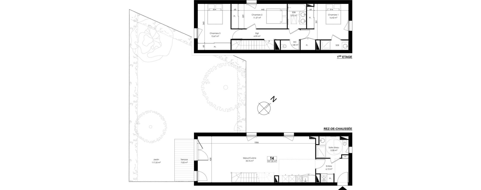 Duplex T4 de 107,32 m2 &agrave; Audenge Centre
