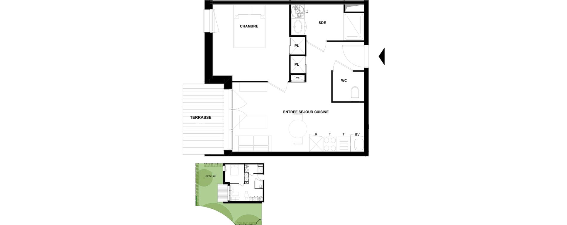 Appartement T2 de 38,28 m2 &agrave; Audenge Centre