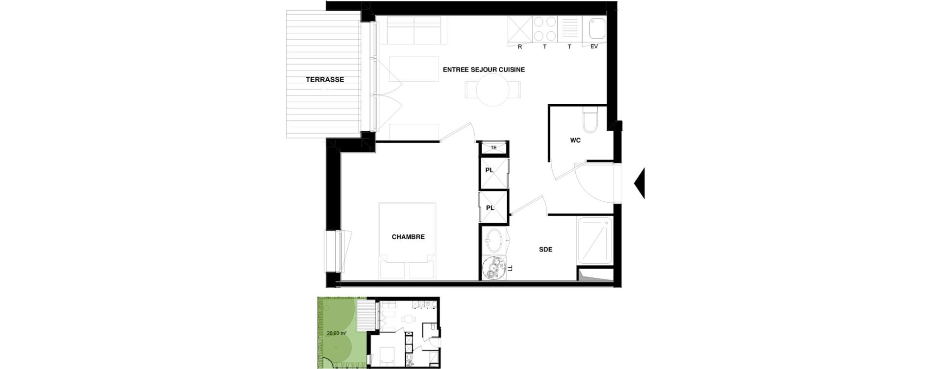 Appartement T2 de 37,93 m2 &agrave; Audenge Centre