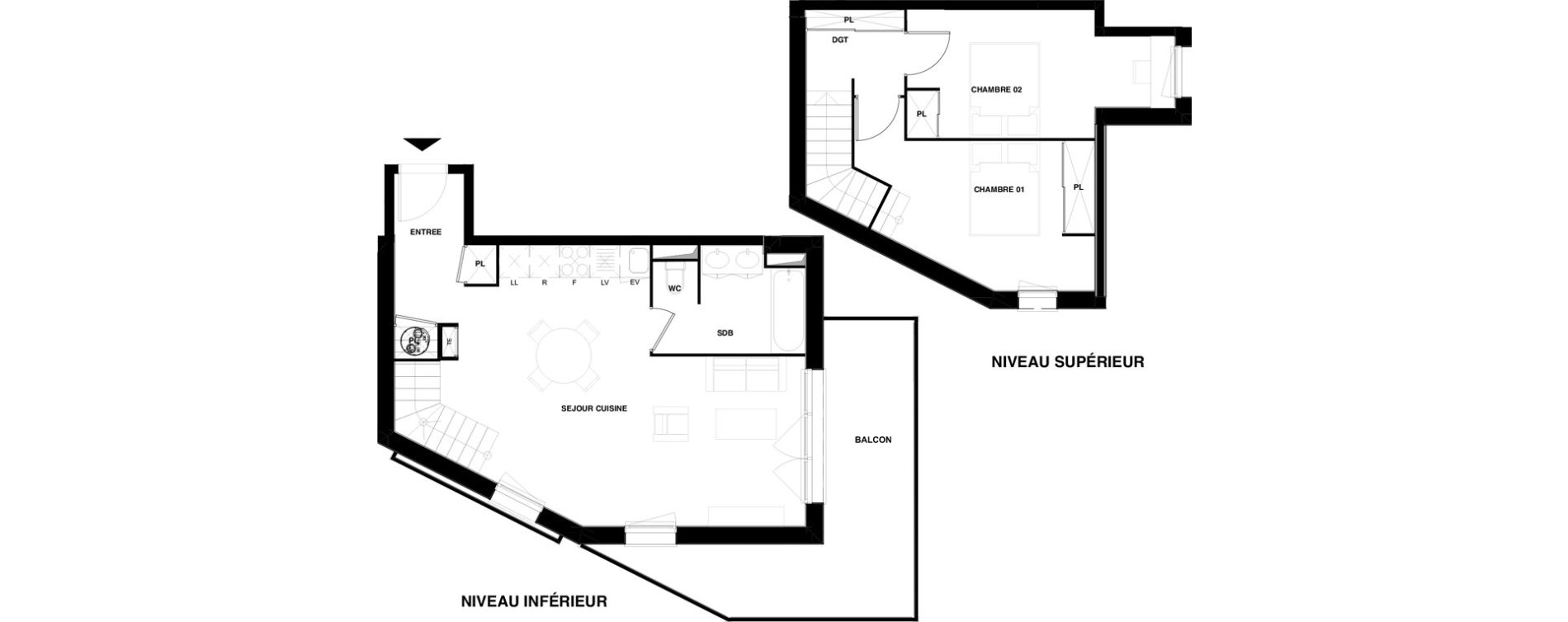 Duplex T3 de 68,21 m2 &agrave; Audenge Centre