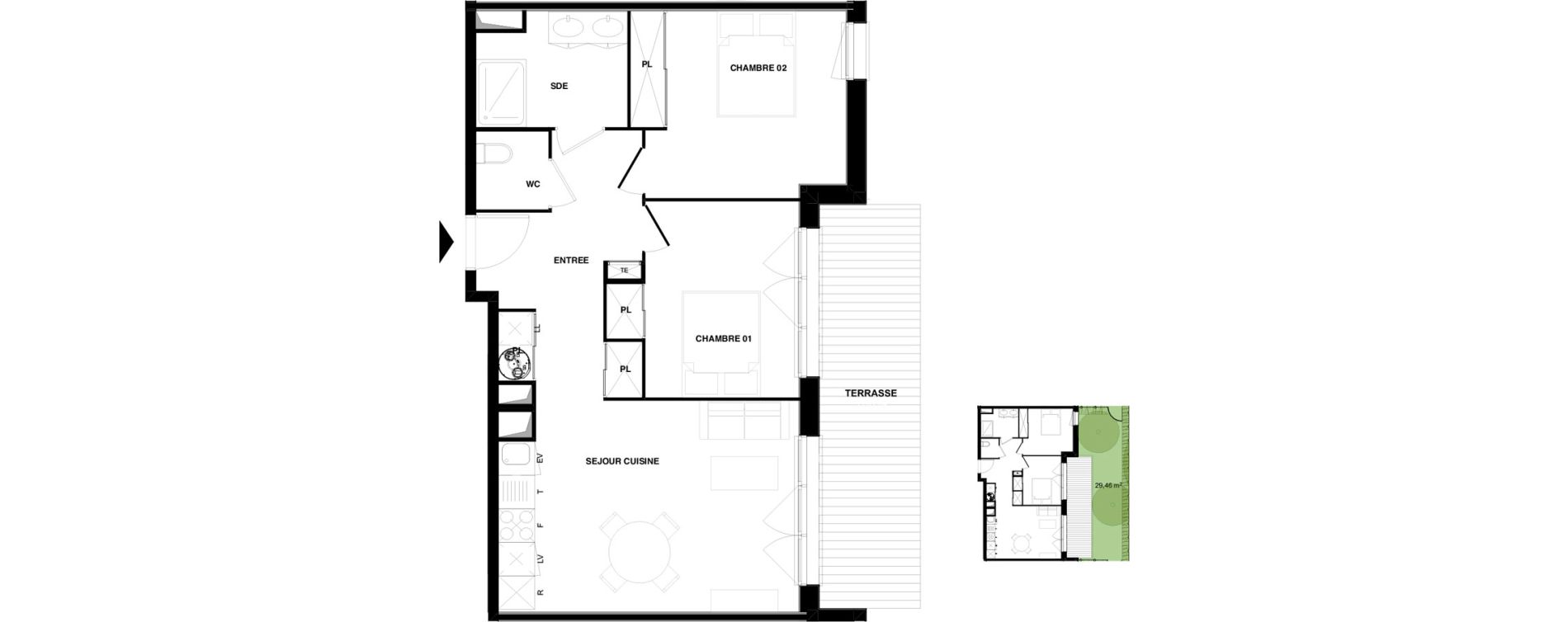 Appartement T3 de 59,80 m2 &agrave; Audenge Centre