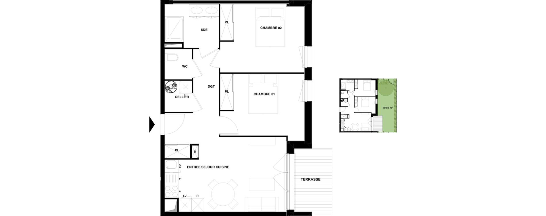 Appartement T3 de 59,68 m2 &agrave; Audenge Centre