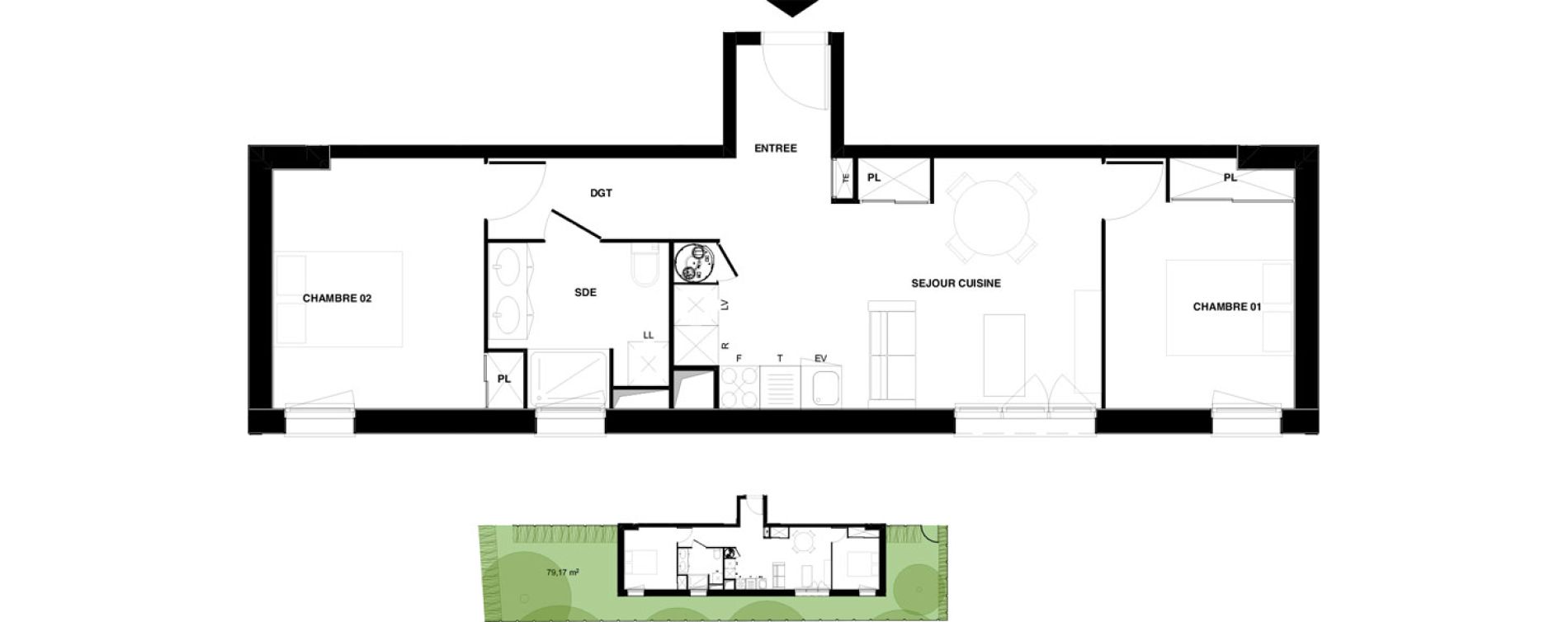Appartement T3 de 55,75 m2 &agrave; Audenge Centre