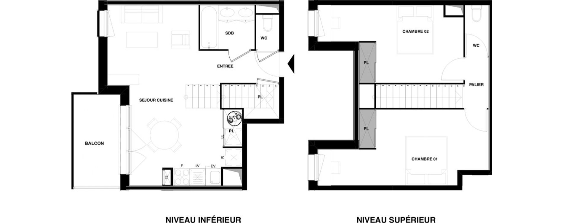 Duplex T3 de 66,54 m2 &agrave; Audenge Centre