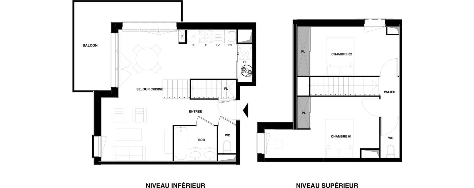 Duplex T3 de 63,98 m2 &agrave; Audenge Centre