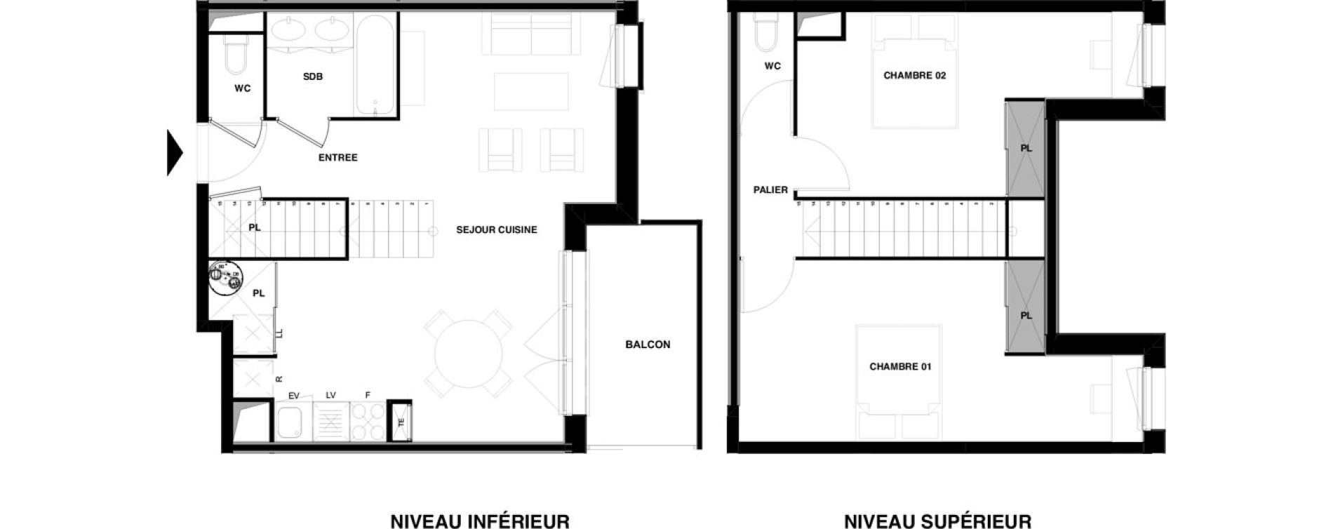 Duplex T3 de 70,16 m2 &agrave; Audenge Centre