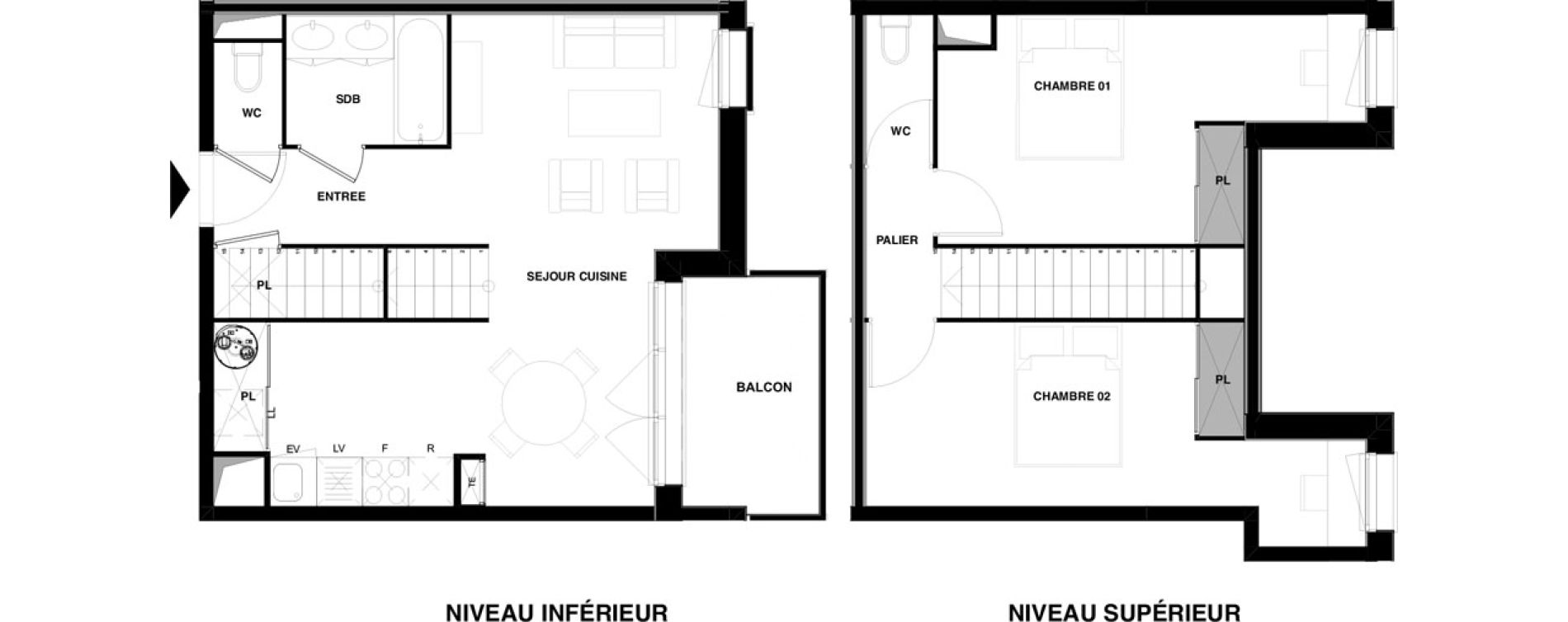 Duplex T3 de 65,22 m2 &agrave; Audenge Centre