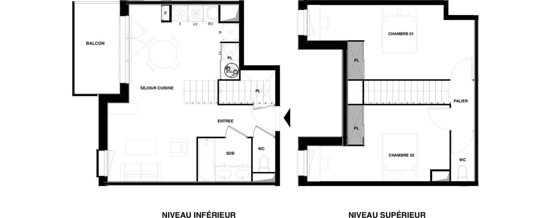 Duplex T3 de 66,54 m2 &agrave; Audenge Centre