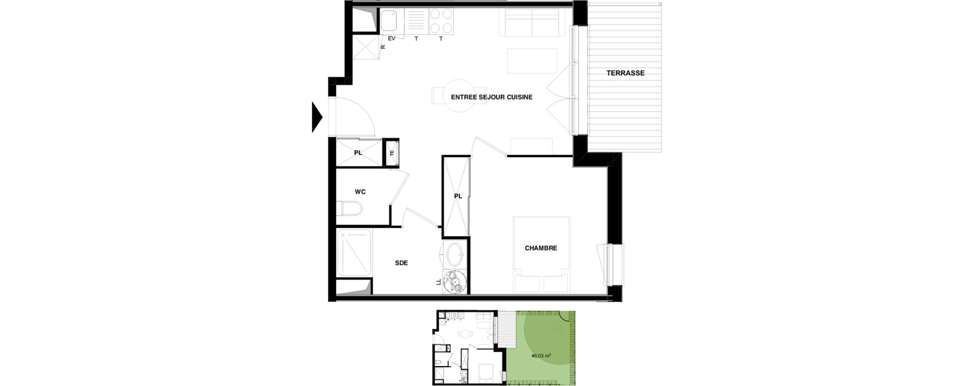 Appartement T2 de 40,26 m2 &agrave; Audenge Centre