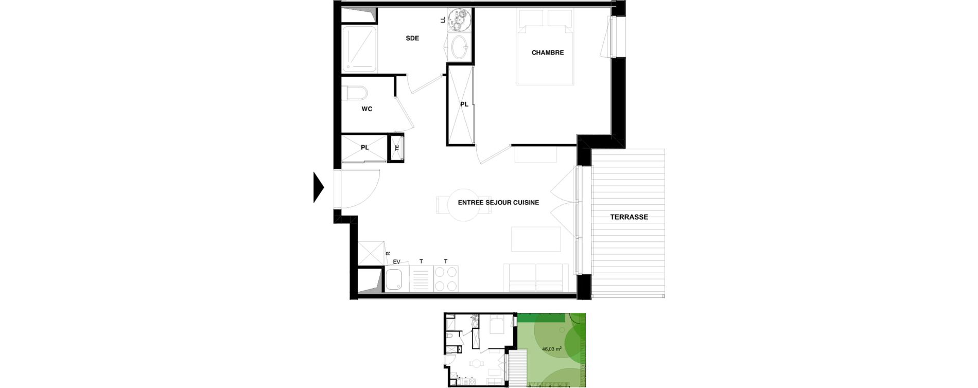 Appartement T2 de 40,26 m2 &agrave; Audenge Centre