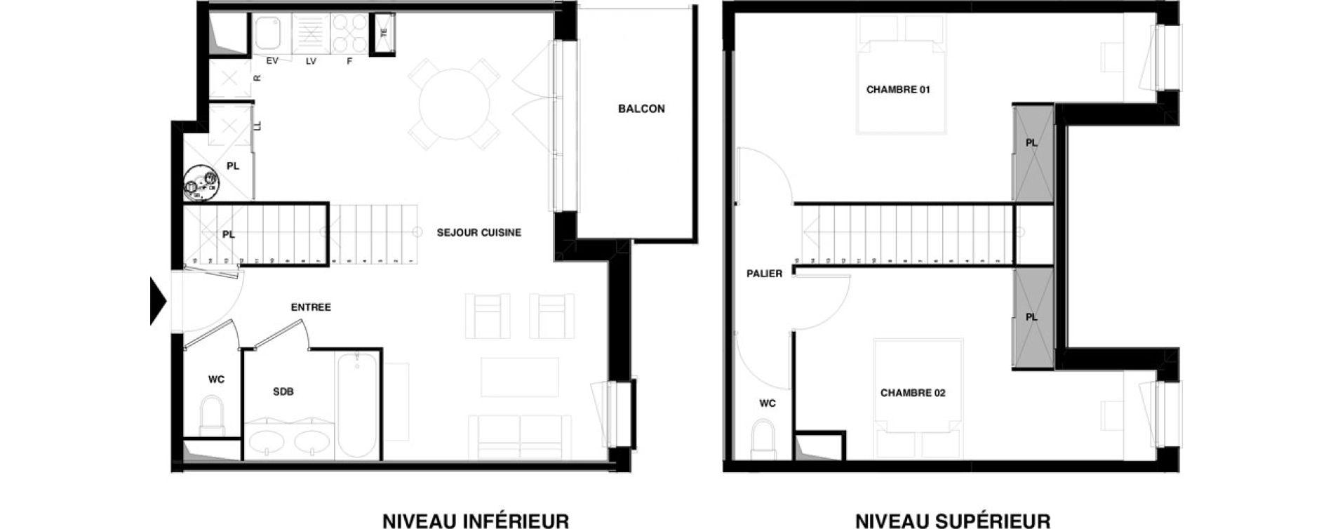 Duplex T3 de 70,16 m2 &agrave; Audenge Centre