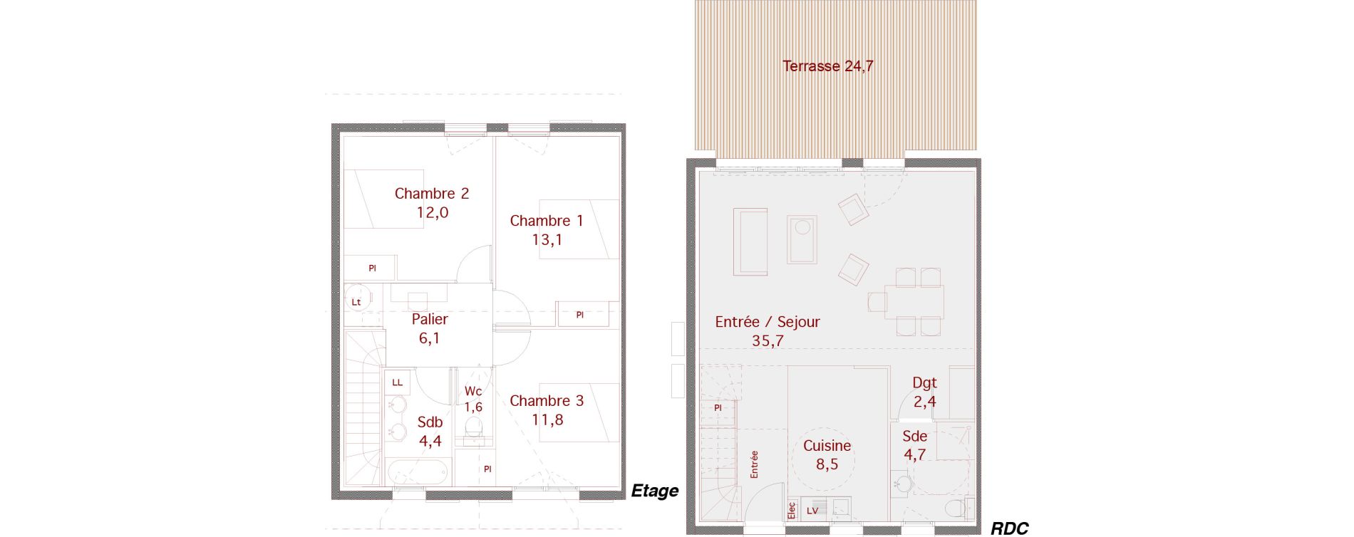 Maison T4 de 100,30 m2 &agrave; Audenge Centre