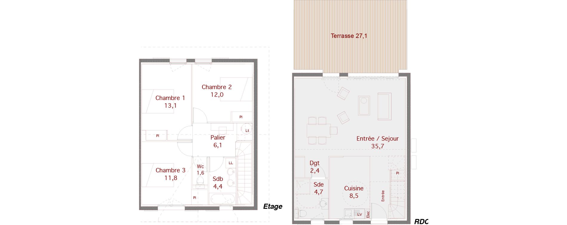 Maison T4 de 100,30 m2 &agrave; Audenge Centre