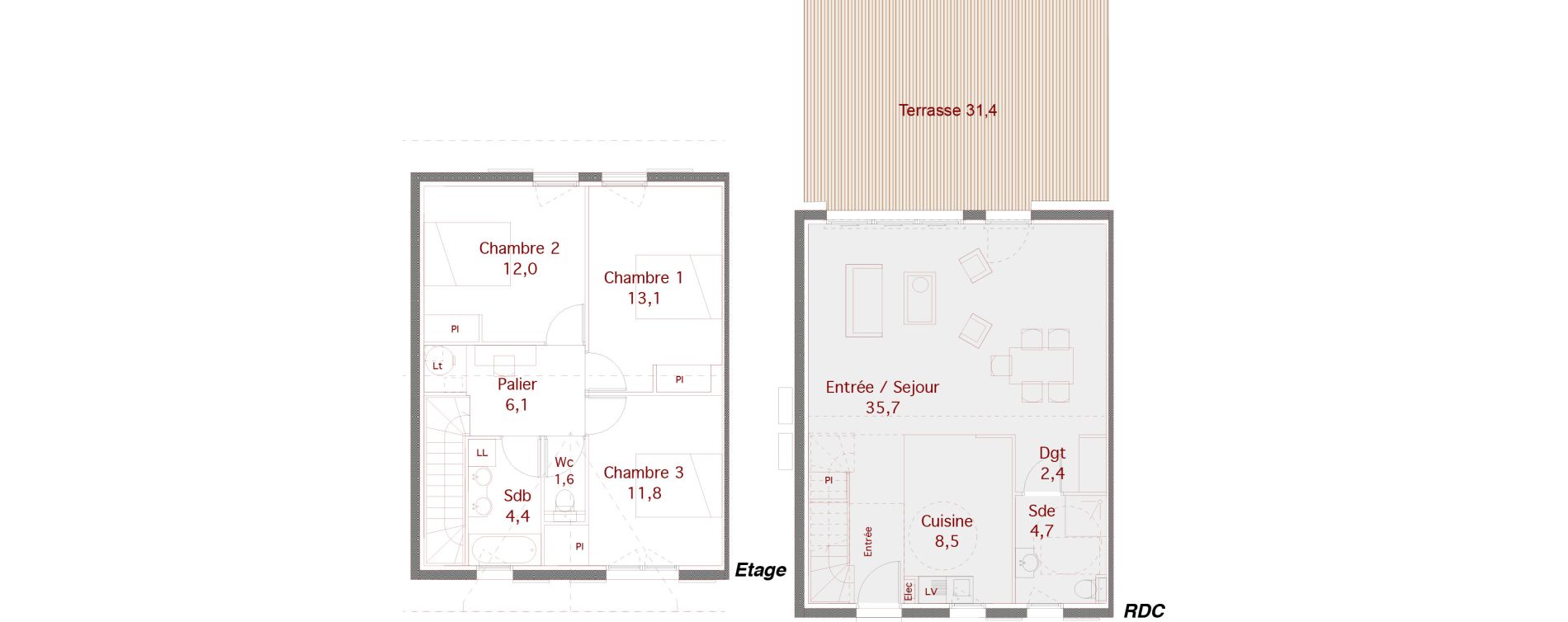 Maison T4 de 100,30 m2 &agrave; Audenge Centre